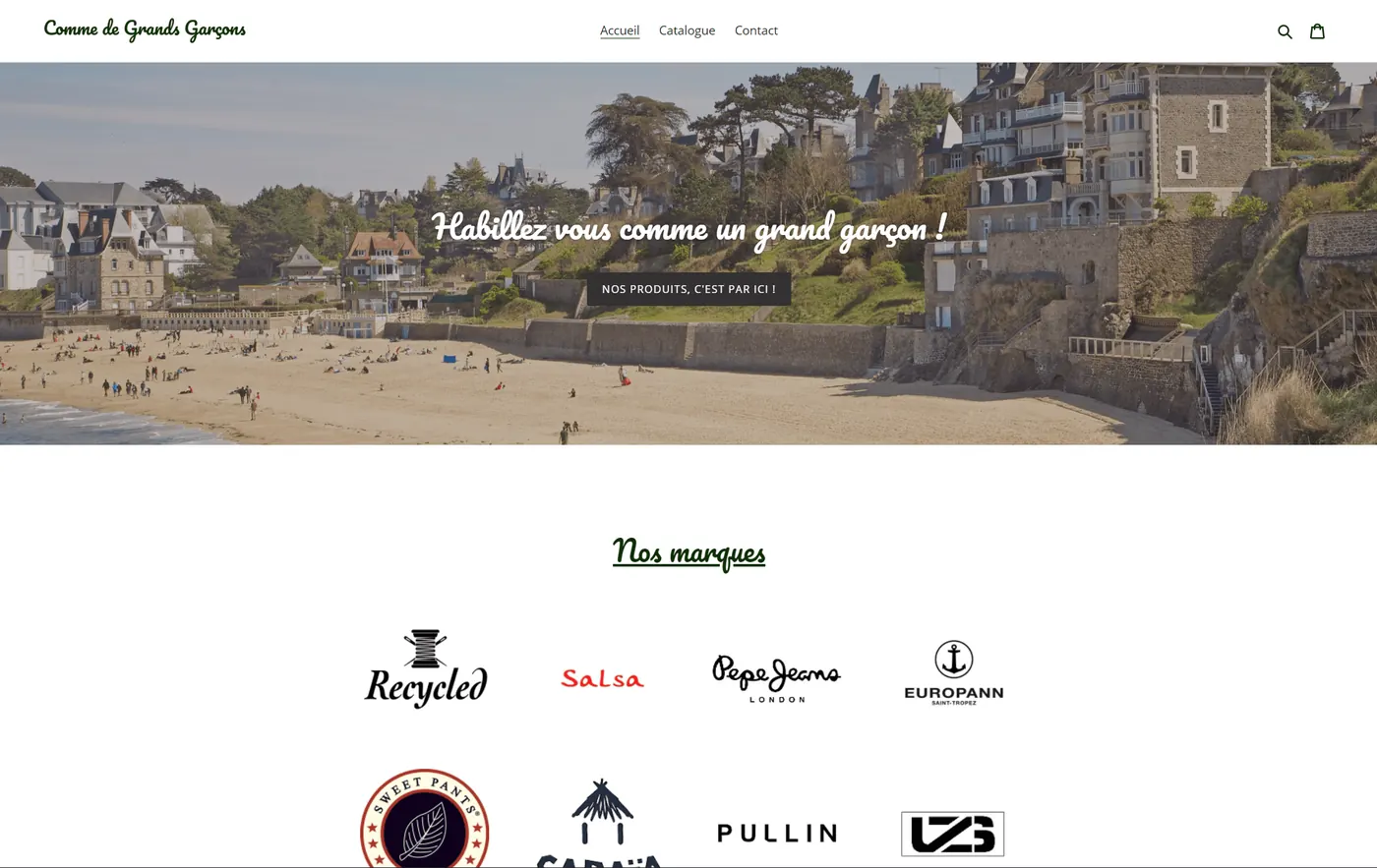 Site internet de CDGG (commerce local) à Dinard, réalisé par Lätt