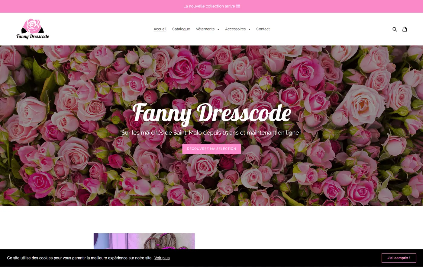 Site internet de Fanny Dresscode (boutique mode) à Dinard, réalisé par Lätt