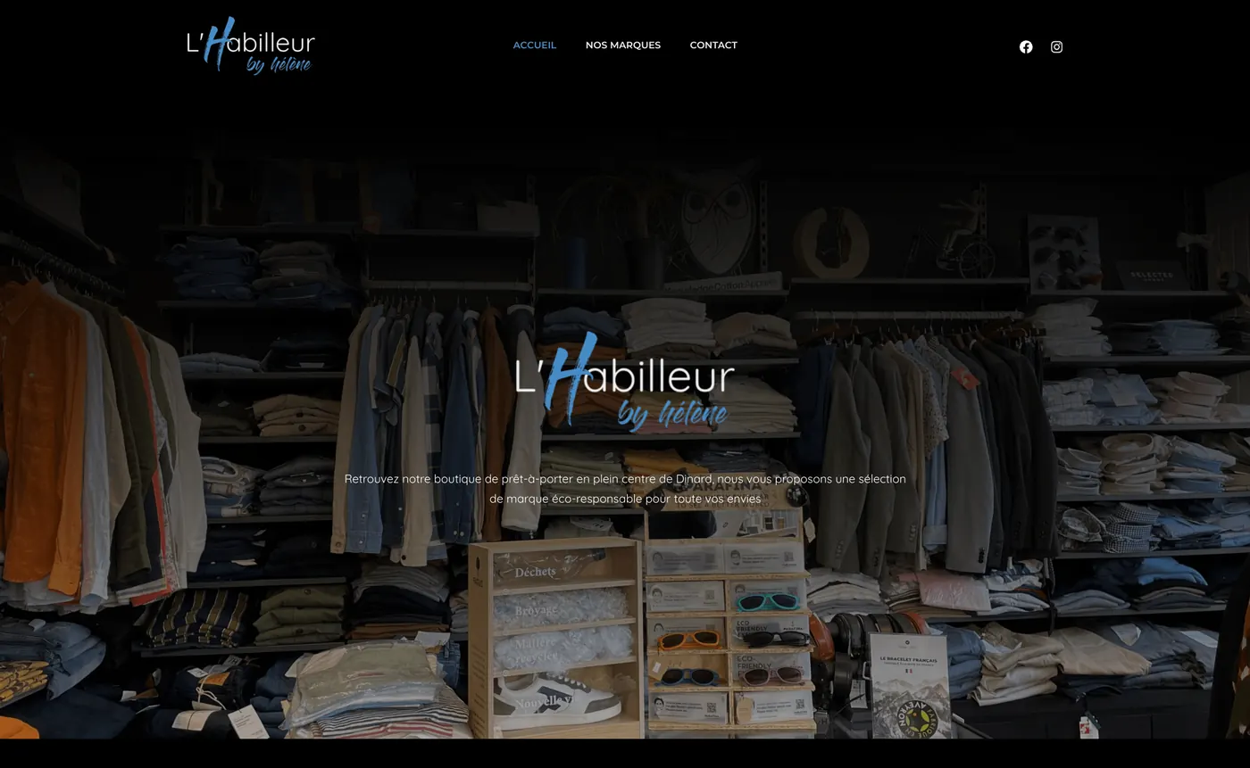 Site internet de L'Habilleur (boutique mode) à Dinard, réalisé par Lätt