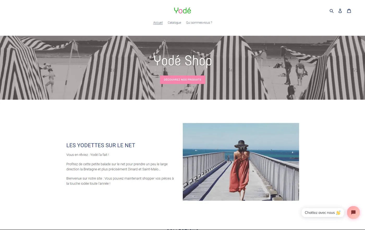 Site internet de Yodé Shop (boutique mode) à Dinard, réalisé par Lätt